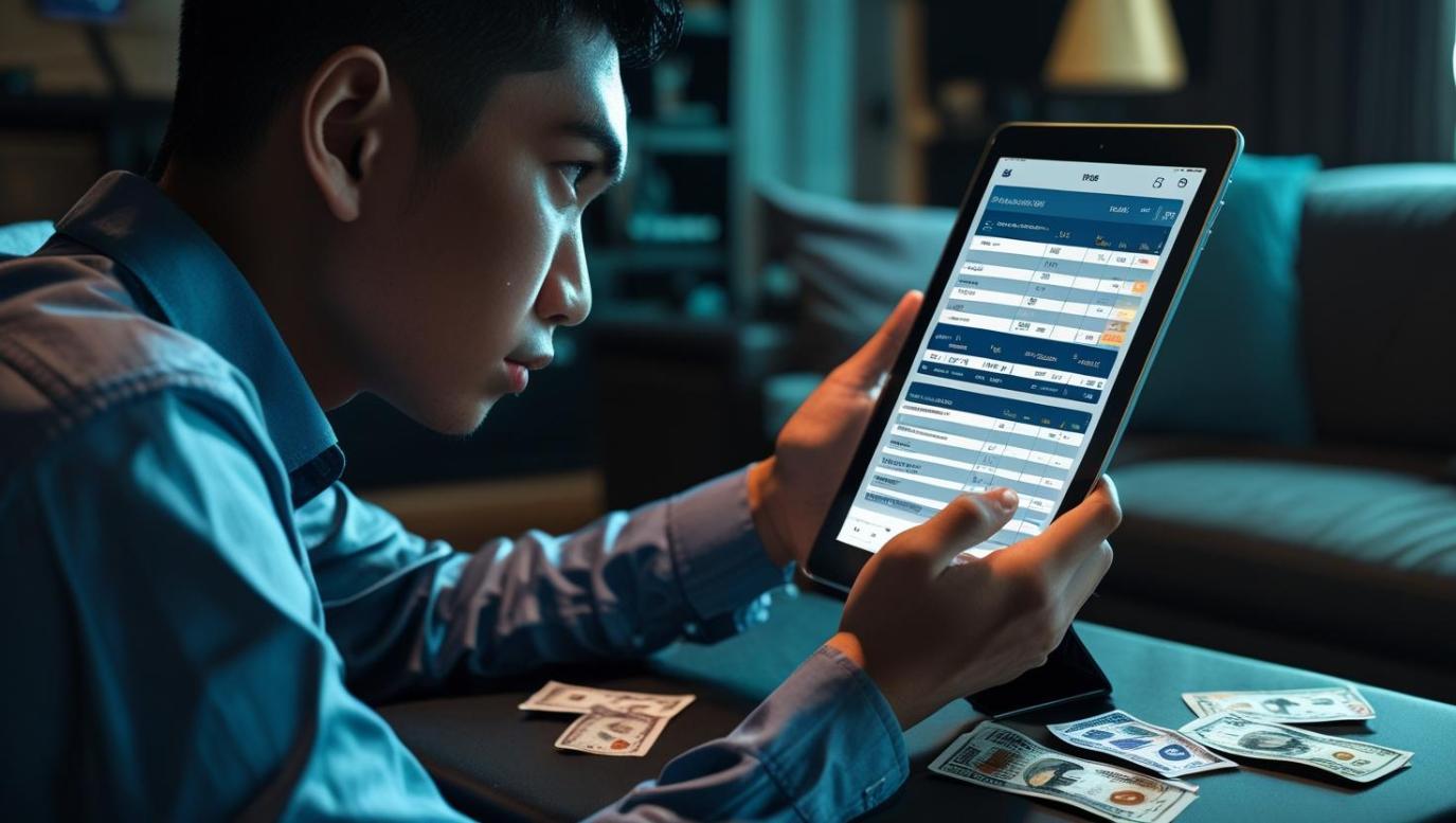 Malaysian man multitasking with live sports and online casino game on screens.